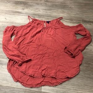 Coral, Aeropostale cold shoulder casual top